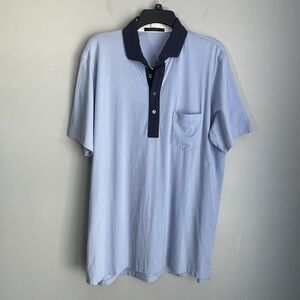 Greyson Golf Polo Monogram Men's L Blue Pima Nylon Contrast Collar Short Sleeve